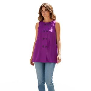 Alexander Wang Purple Silk Sleeveless Double Breasted Tunic Top 2